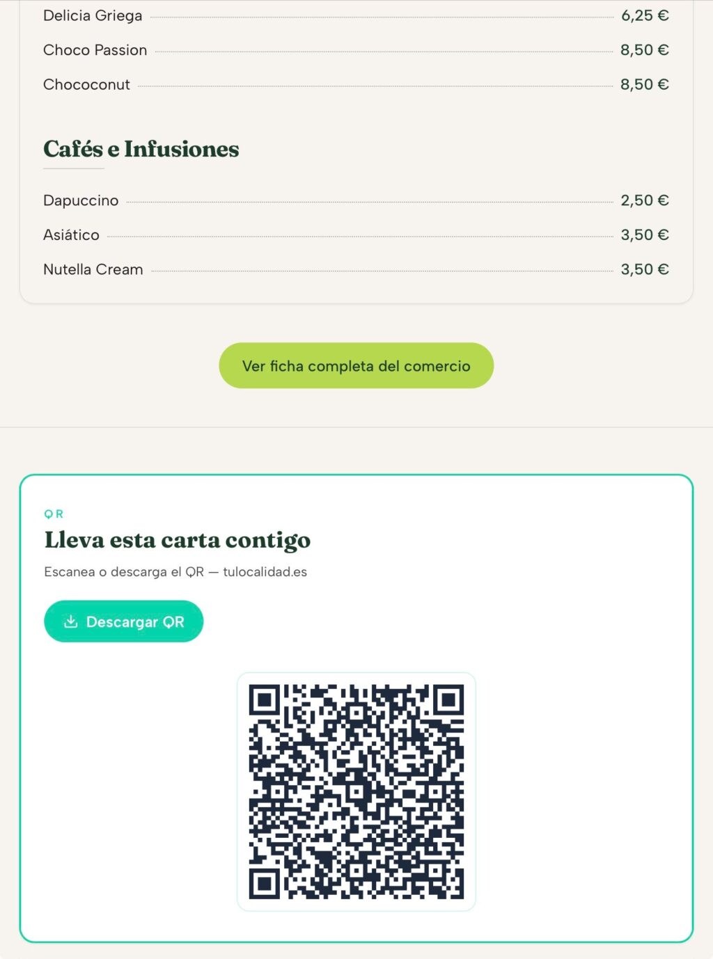 "Lleva esta carta contigo" con código QR descargable en Tu Localidad